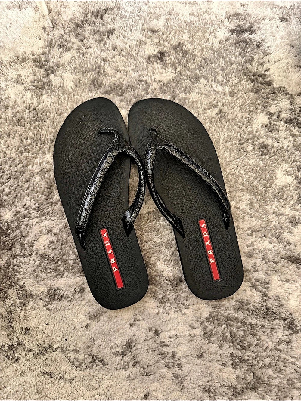 Prada Black Flip Flop Sandals